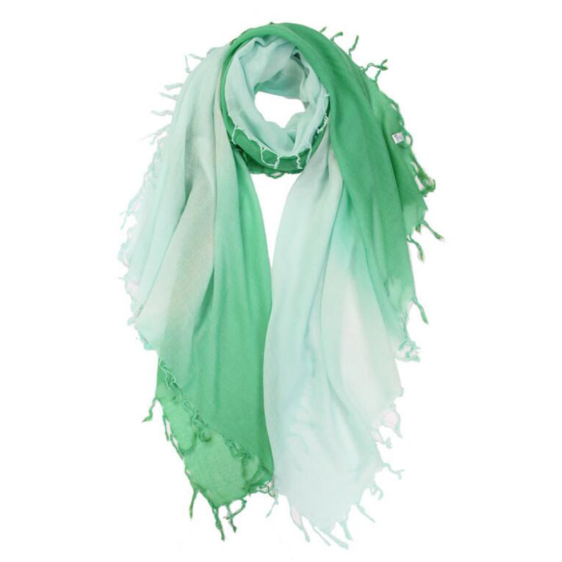 Pure Cashmere Scarves Green Gradient Women Winter Scarf